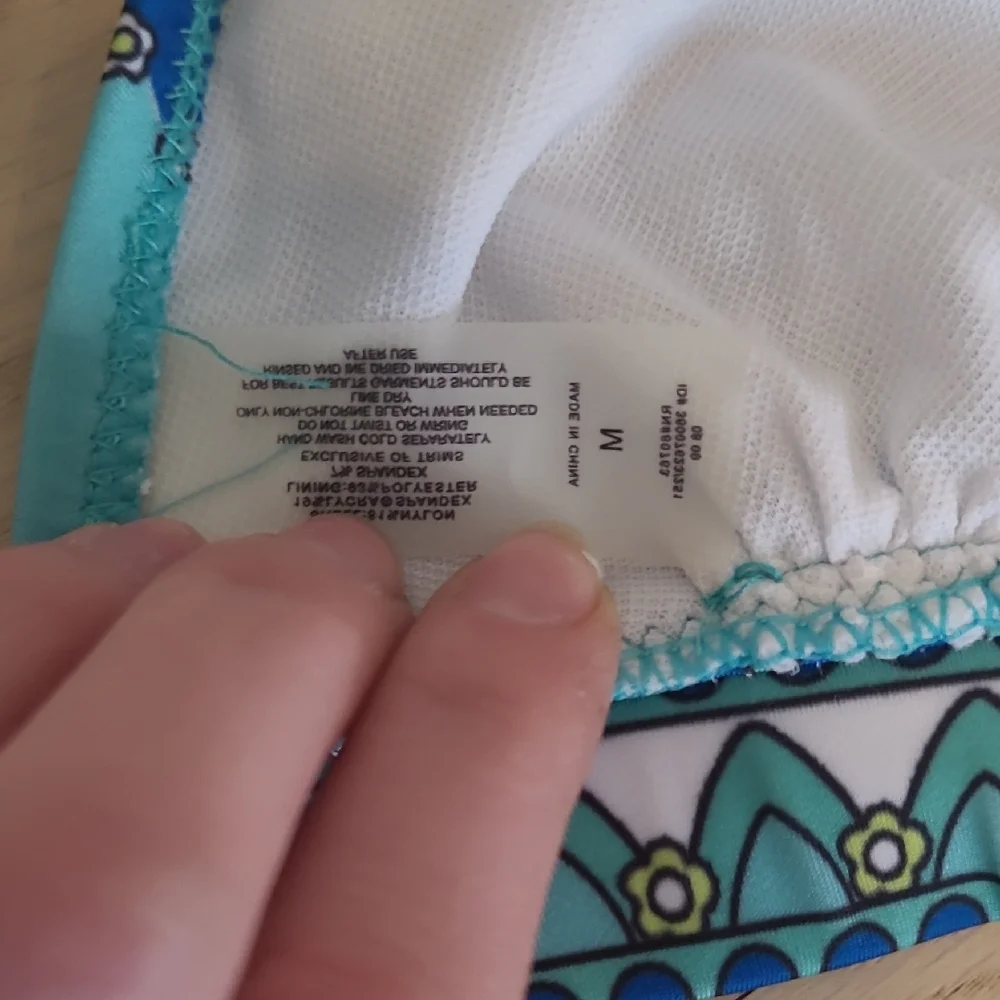 Blue and Green Patterned Bikini Set (size M)
